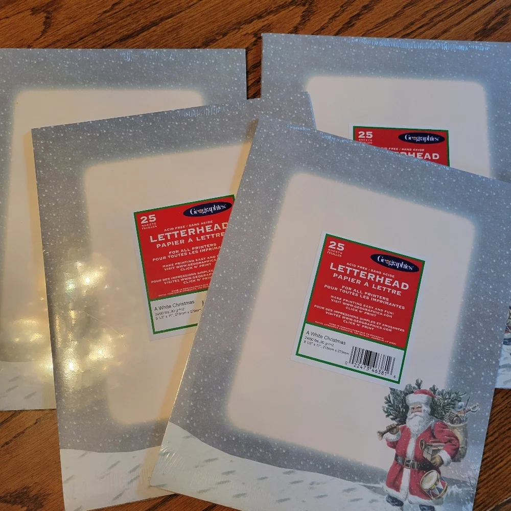 Christmas Letterhead Paper with Santa Design (25ct) ~ 4 Packs ~ Christmas ~ New